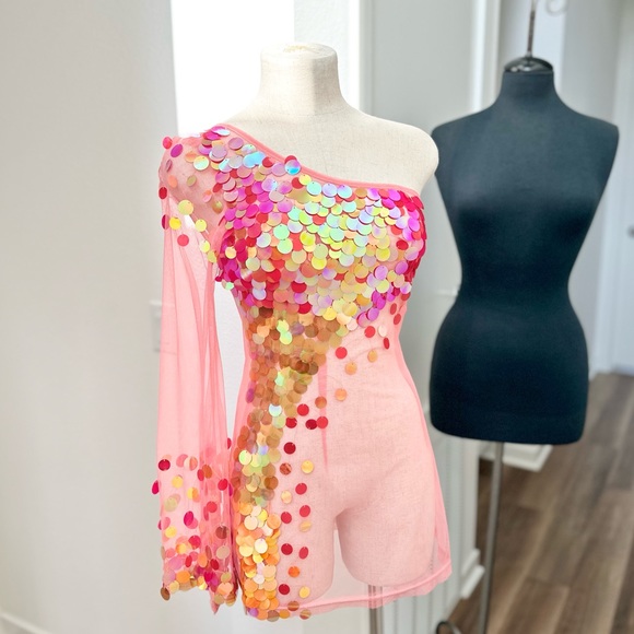 Custom Hand Beaded Mesh Shirt - Picture 1 of 9